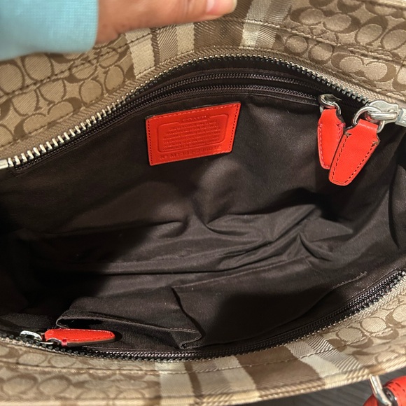 Coach Legacy Stripe Candace Carryall Tote Purse Brown /Orange  EUC - Picture 5 of 13